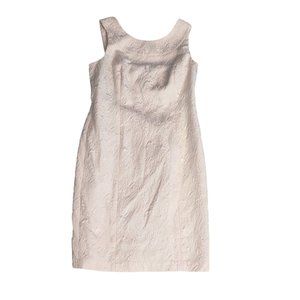 Talbots Cream Off White Embossed Print Sheath Career Dress Size 10